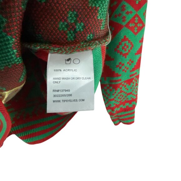 Tipsy Elves Light-Up Christmas Sweater Red & Green Holiday Tree Design Mens M - Picture 6 of 10